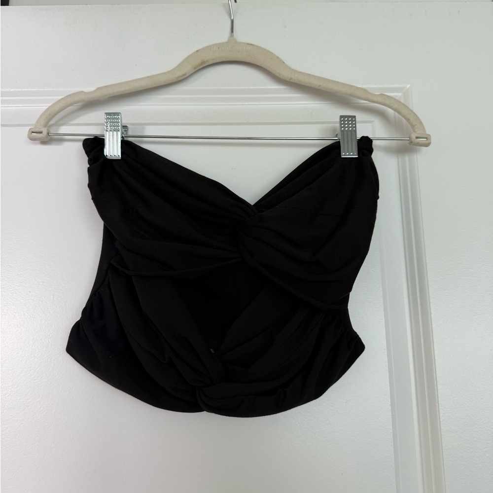Cotton Candy Black Twist Crop Top
